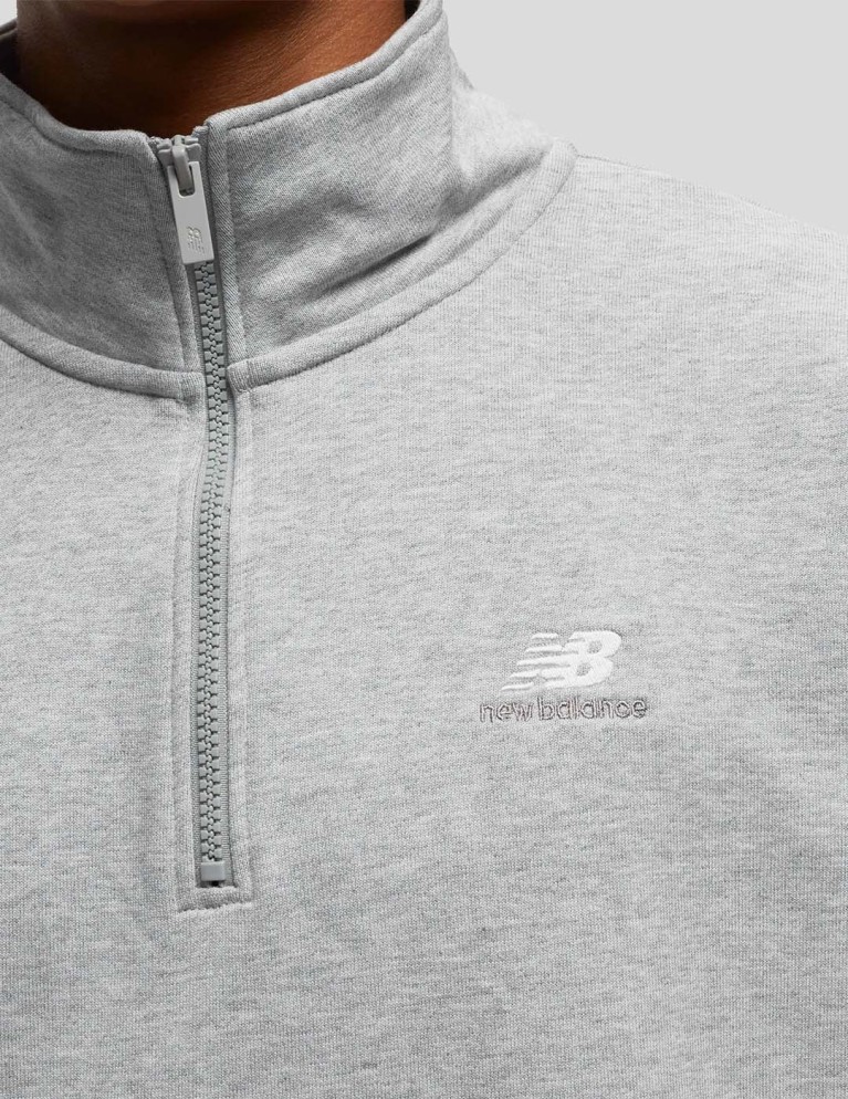 Felpa NEW BALANCE atletica rimasterizzata french terry 1 / 4 zip atletica grigio